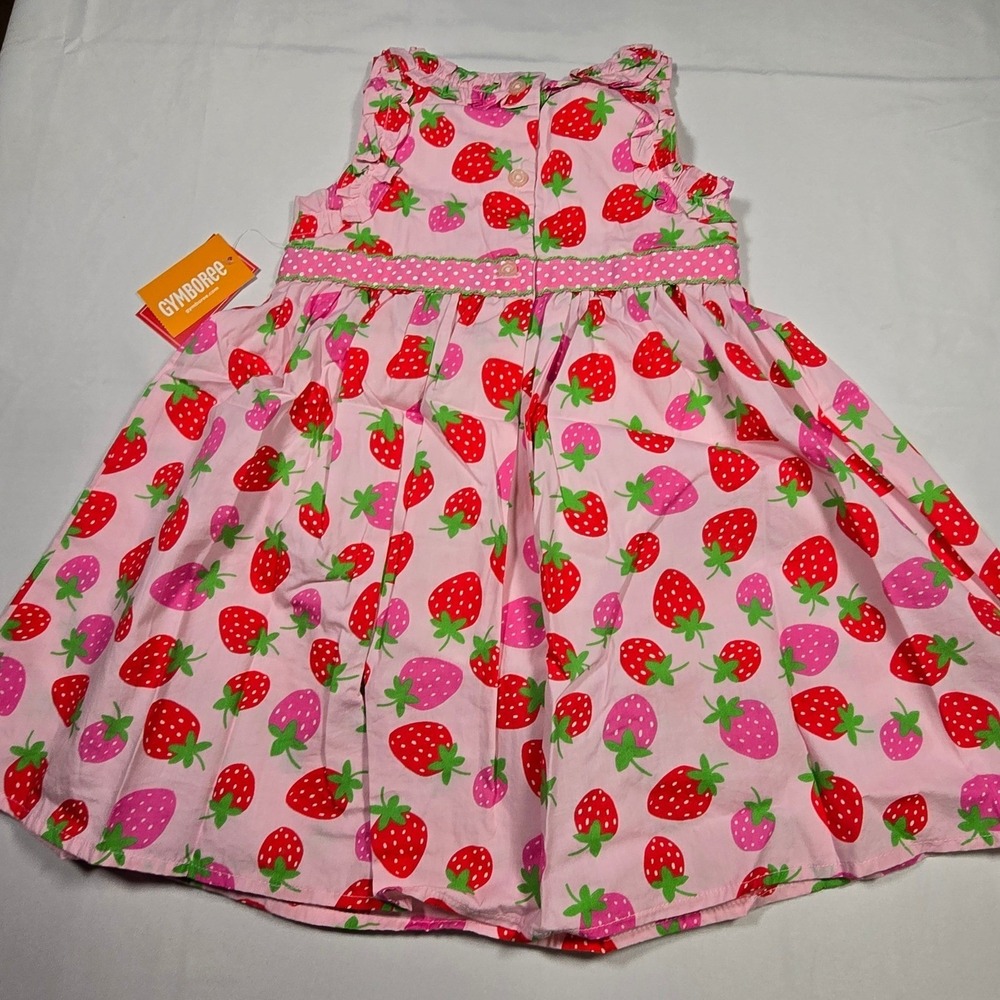 Gymboree Strawberry Print Dress Girls 4T NWT Cottagecore Summer Ruffle - Picture 4 of 5